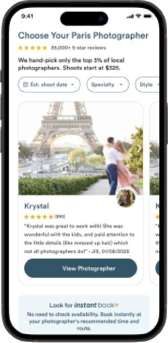 Recommended photographer search on a phone